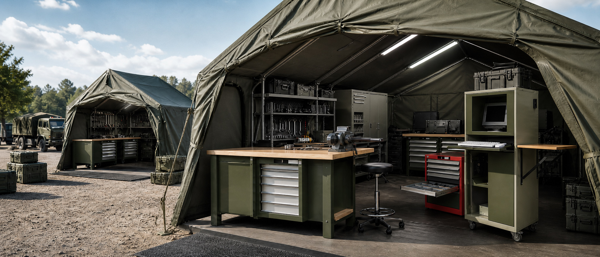 Banchi lavoro accampamenti militari