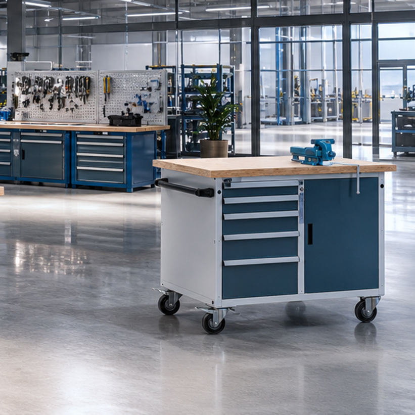 Industrial desk with drawers
